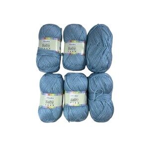 Herrschners Baby Yarn 2-ply, Blue Ice, lot of 4 Full & 2 Opened (220 yds each)